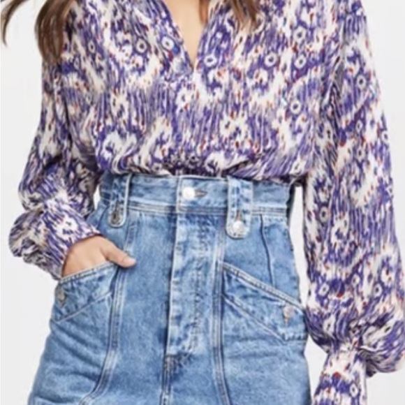Isabel Marant Tops - Isabel Marant Étoile yacah Blouse SilkFeather Print Ikat Purple Size 40 (M)